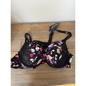 Torrid Women's Size 44B Black Floral Lace Push-Up Plunge Bra Underwired NWT